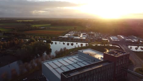 Helmond-city-along-with-Fletcher-hotel-in-Netherlands-and-Tulips-fields