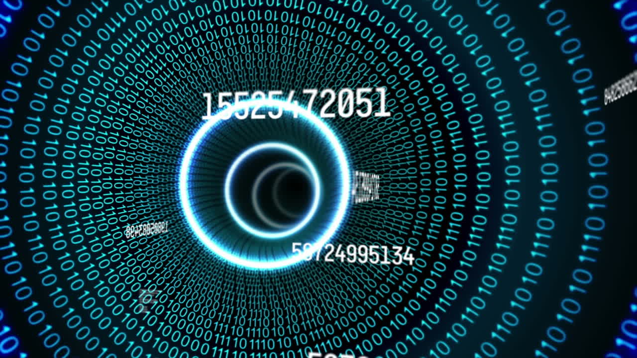 animación de números que cambian y codificación binaria en ciclos