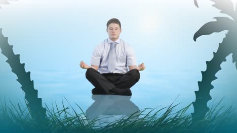 businessman doing yoga