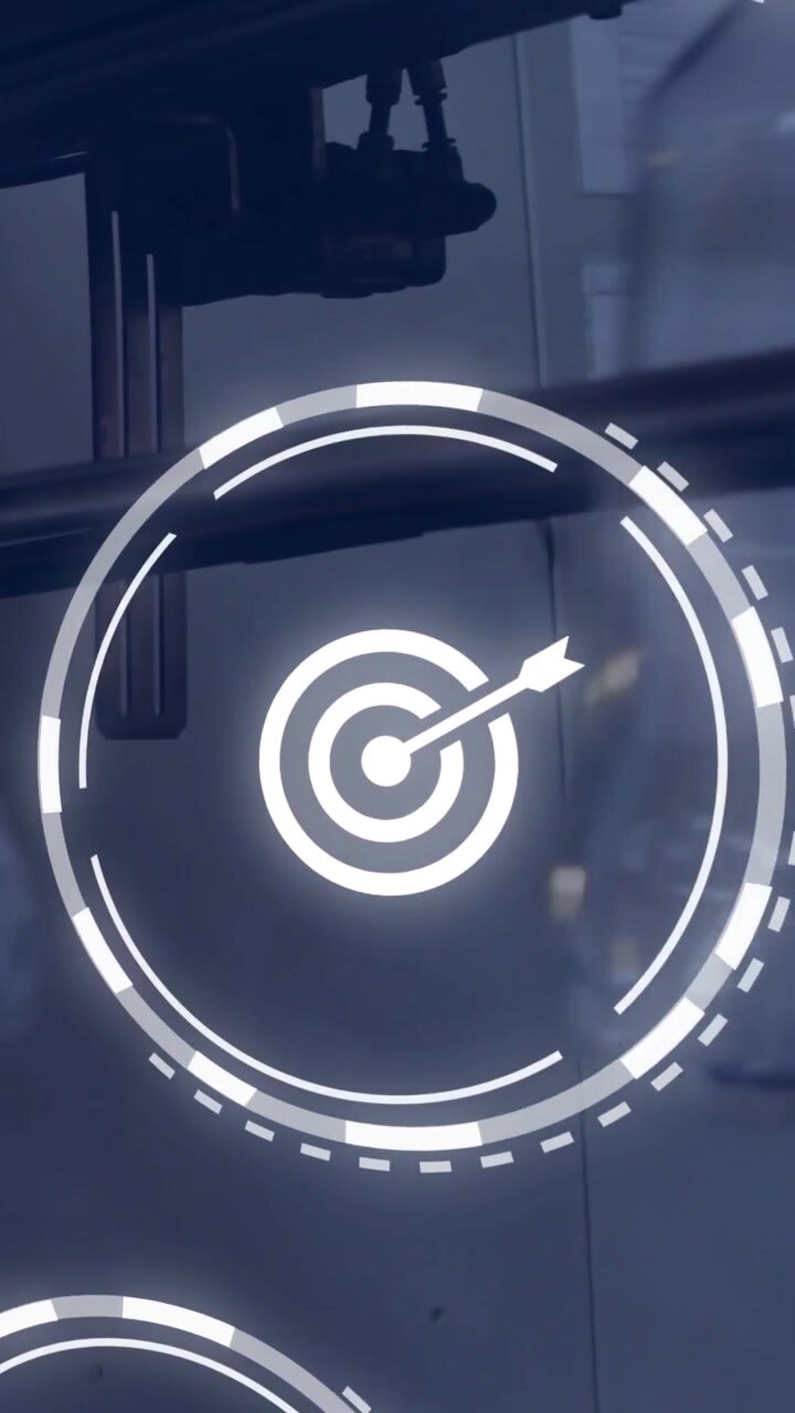 Vertical video: Camera capturing, HUD icons animating over rail, showing laptop for tech analysis