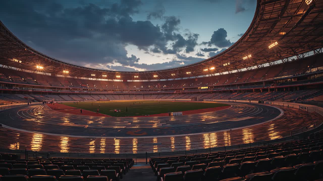 Empty Stadium at Dusk