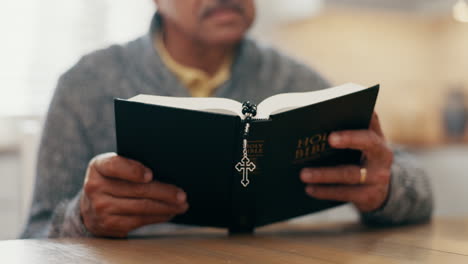 Hands,-reading-and-bible-study-for-man-in-home