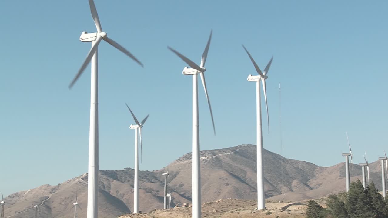 Windmills Are Turned By The Wind In Tehachapi California