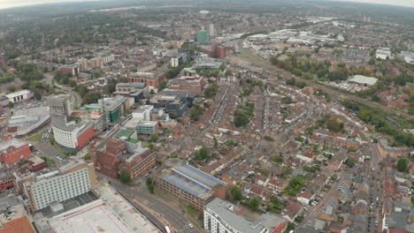 aerial shot from central watford towards train station