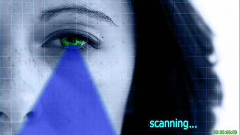 Eye scanner checking the the identity of a woman