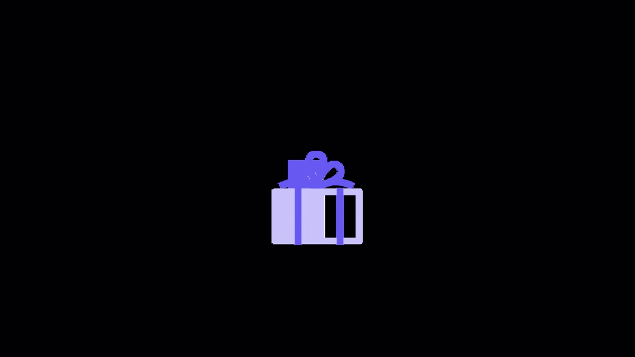 Icona animata di scatola regalo su sfondo nero