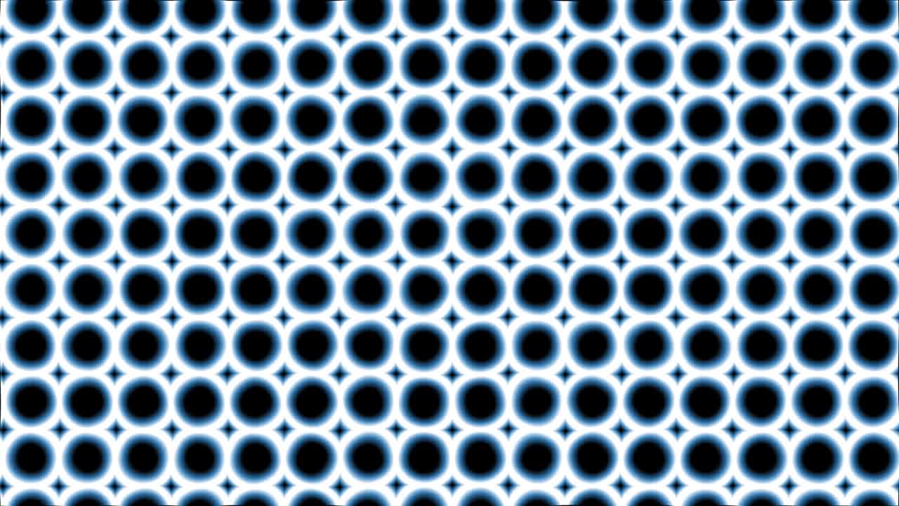 a lot of blue black circles vibrating and moving away on abstract dark background