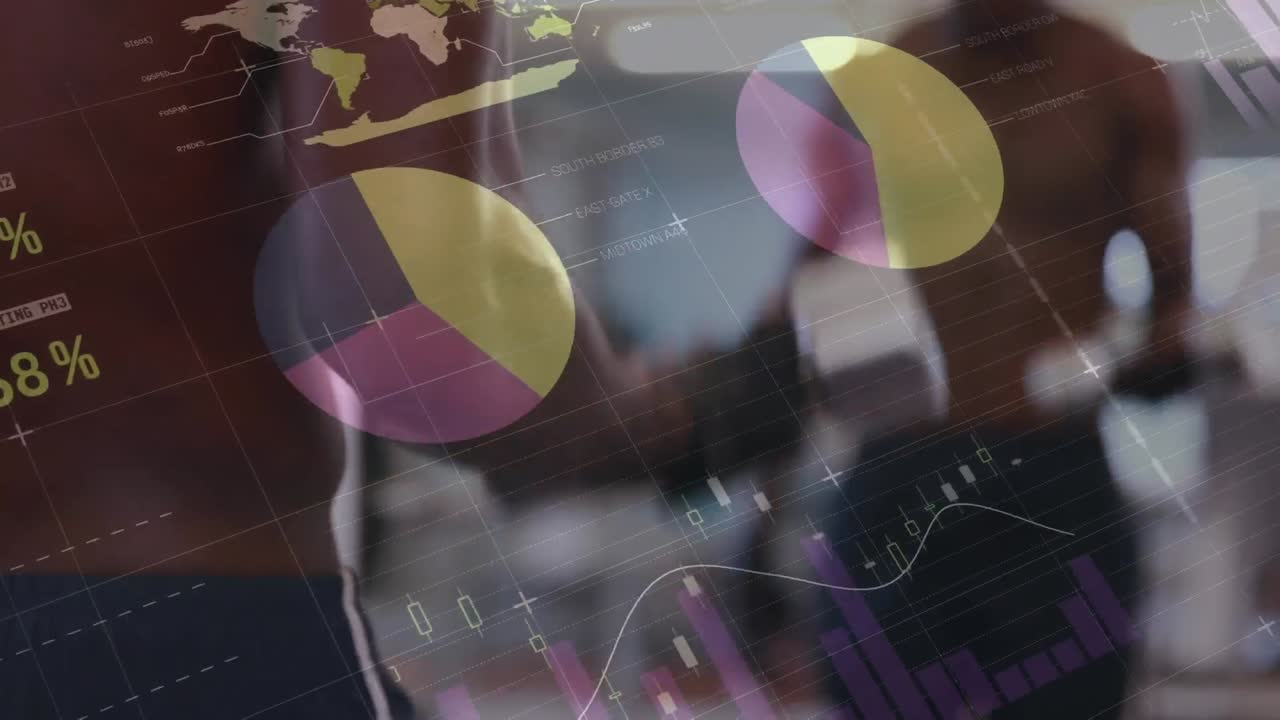 animación del procesamiento de datos y estadísticas sobre el ejercicio de hombres fuertes