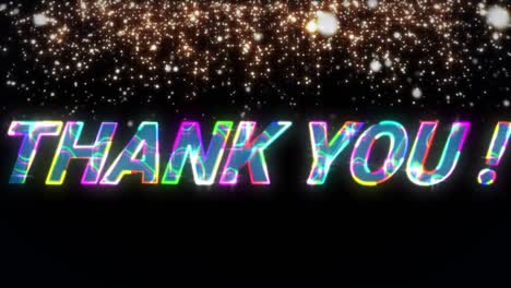 animation of thank you text over light spots on black background