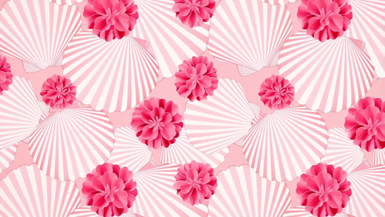 Pink Floral and Seashell Pattern Background