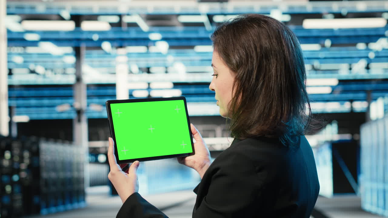 Isolated Screen Tablet, It Infrastructure And Software Developer In Data Center