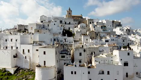 Cinematic-drone-shot-in-ancient-city-Matera,-Italy