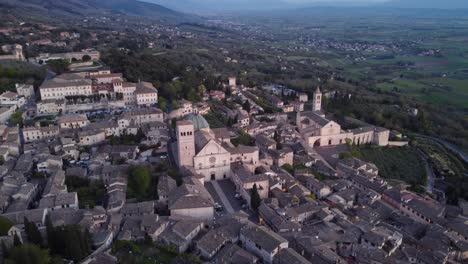 ascending view of assisi's city, umbria, italy, aerial view, 4k
