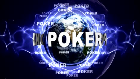 poker text animation and earth, loop