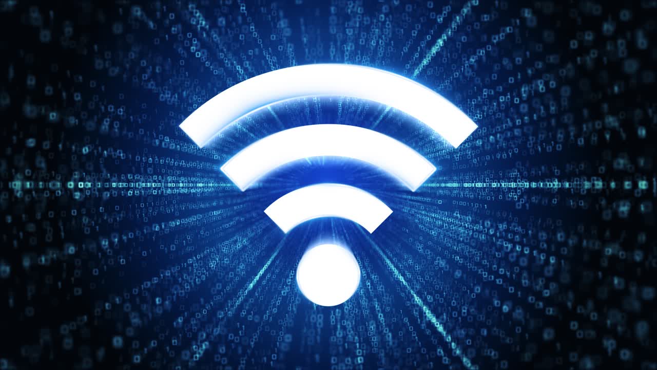 Wireless network icon digital cyber space loop technology tunnel animation wireless communication
