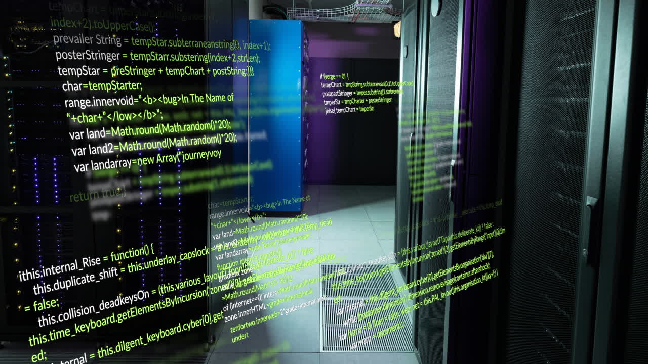 animação do processamento de dados através de servidores informáticos