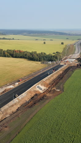 aerial view of highway construction in a rural landscape