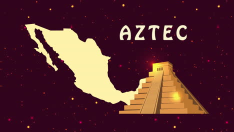 culture aztec pyramid with mexican map animation