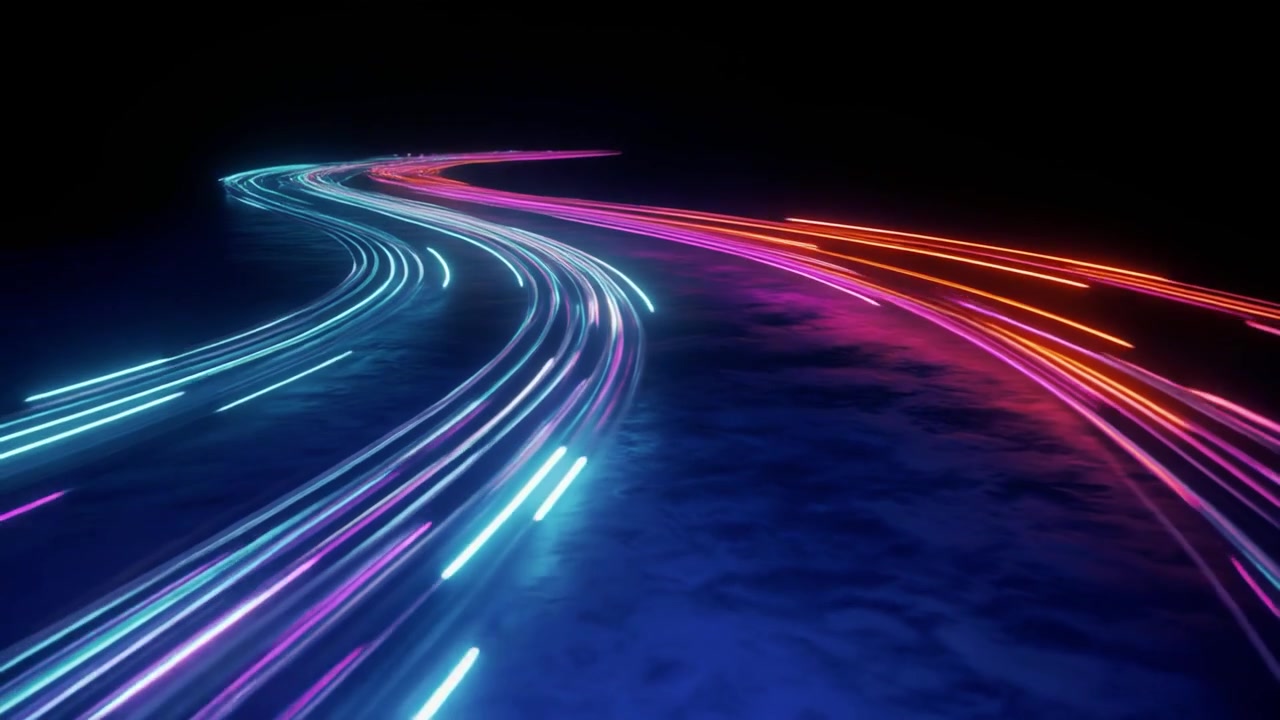 Sfondo animato astratto con scie luminose neon