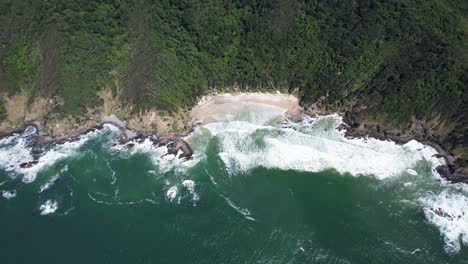 aerial view of a secluded tropical beach