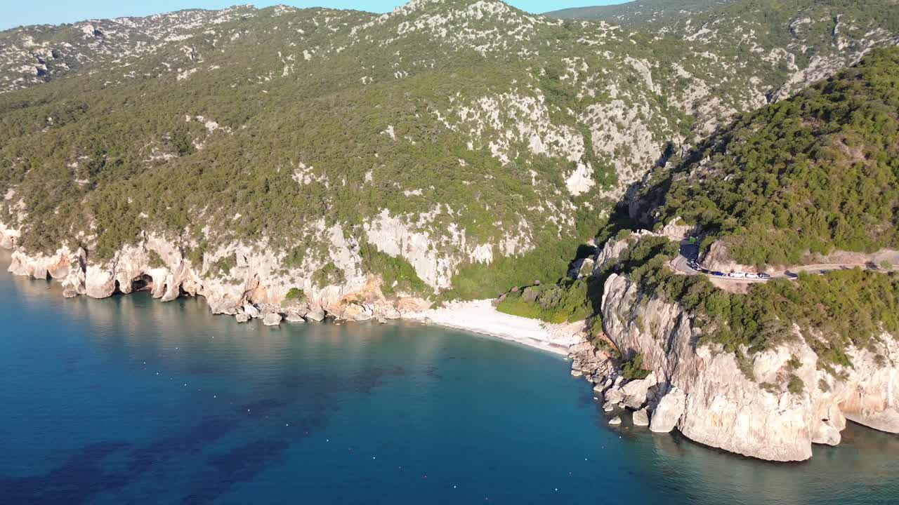 sabbia, drone, litorale, vacanza, natura, paesaggio, costa, bello, spiaggia, acqua, mare, estate, viaggio, paradiso, oceano, roccia