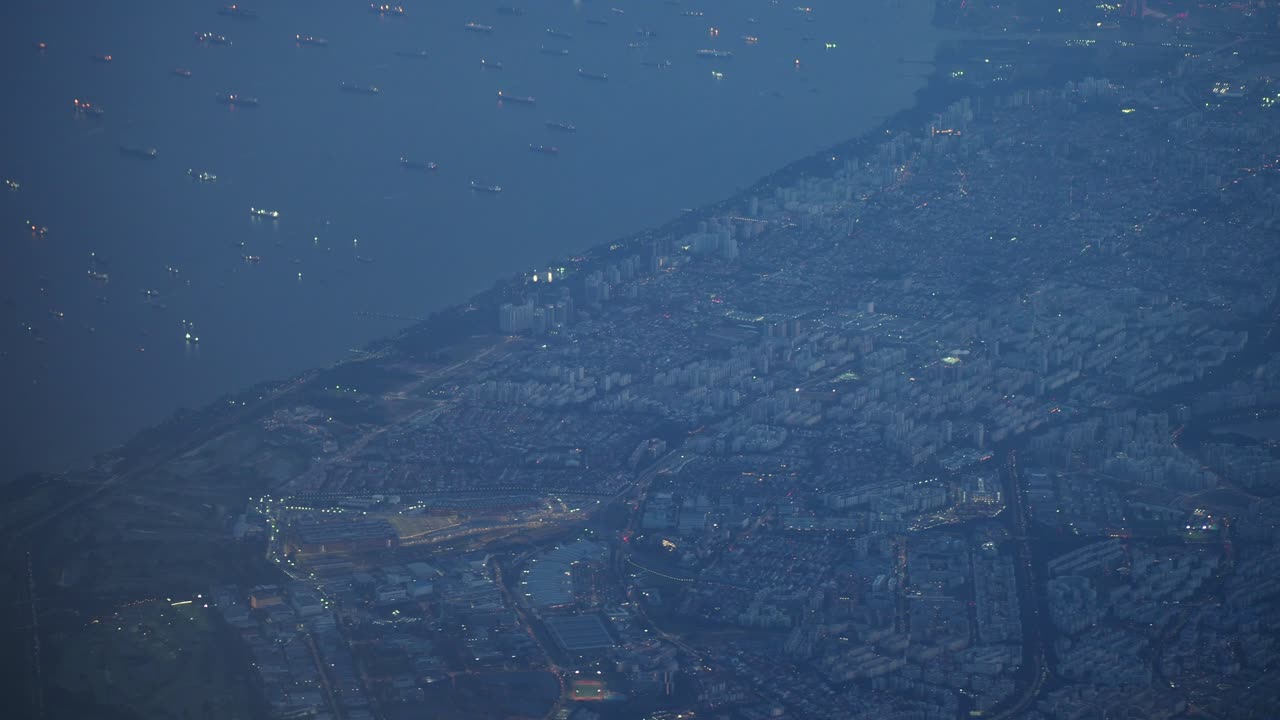 야간 도시 풍경 공중 사진