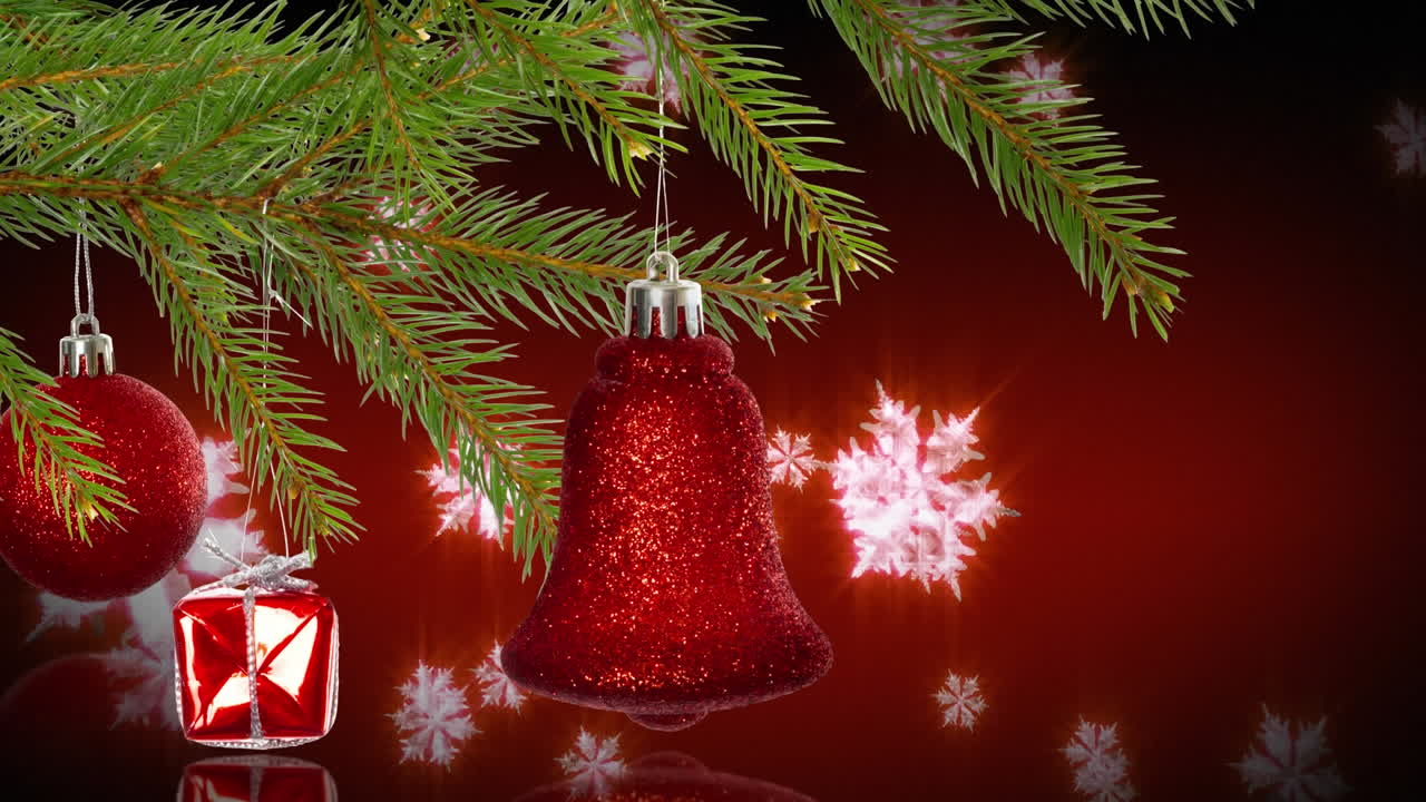 animación de la decoración navideña sobre la nieve que cae