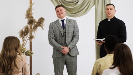 nervous man waiting in the altar