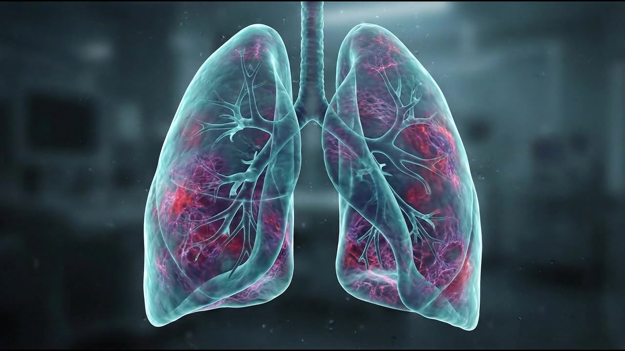 Animazione medica 3D dei polmoni umani che respirano