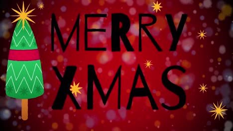 Animation-of-christmas-greetings-text-over-snow-falling-on-red-background