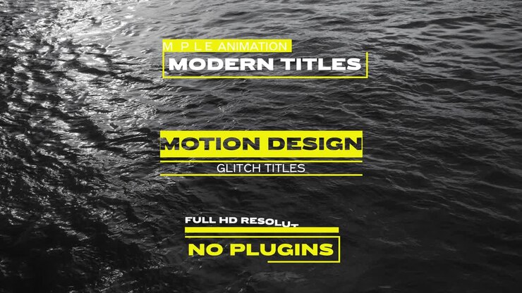 Motion Design and Glitch Titles on Water Background