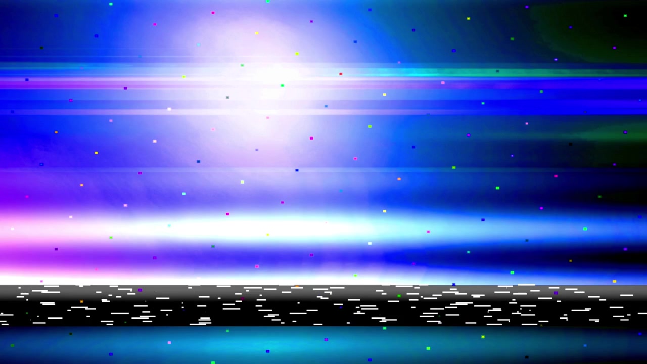 Abstrakti digitaalinen glitch-efekti vilkkuvilla väreillä ja kohinalla