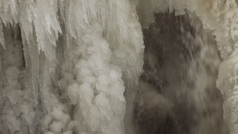close up of frozen waterfall
