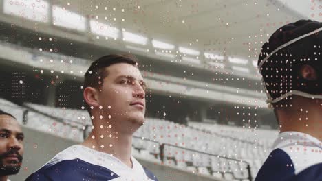 animación de spots sobre jugadores de rugby masculinos en el estadio