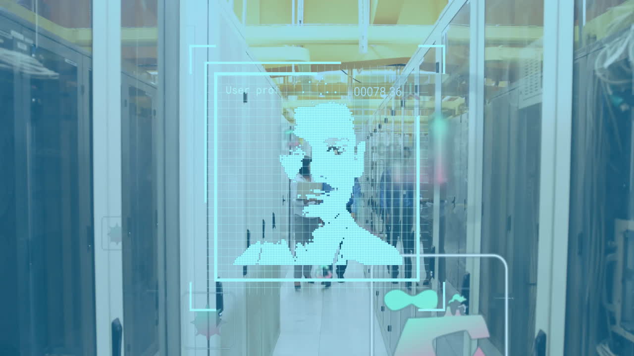컴퓨터 서버에 의해 다양한 it 인력에 대한 데이터 처리의 애니메이션