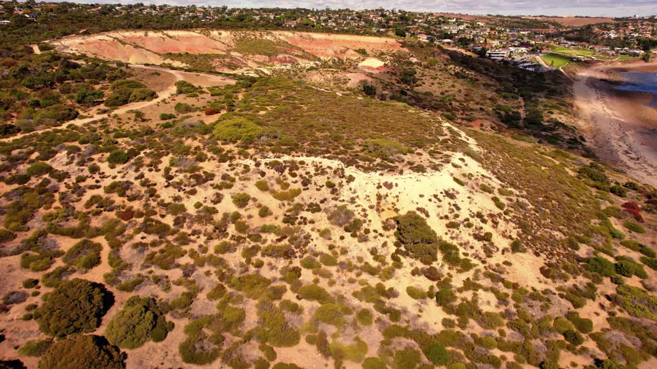 Aerial view of seascape along the vast beach on the South Coast during summer