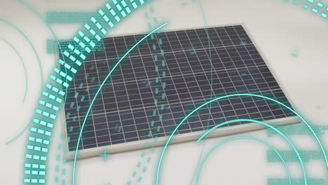 animación del escaneo de alcance y procesamiento de datos a través de paneles solares