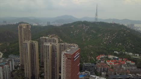 las montañas de zhuhai paisaje urbano panorama aéreo 4k china