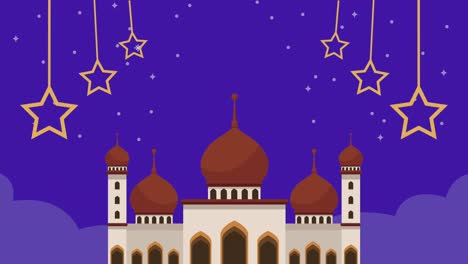 animación de eid mubarak con la mezquita