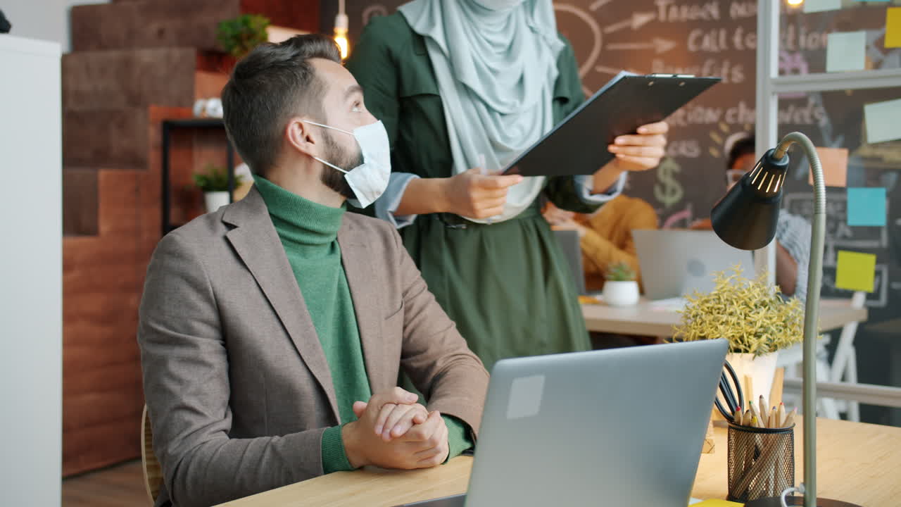 Business Meeting in Office During Pandemic