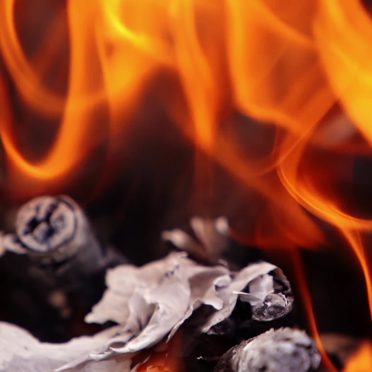 Tongues of flame fire, close up