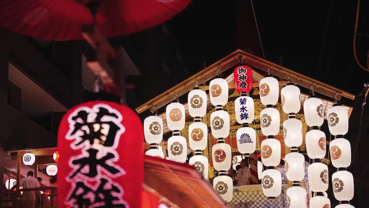 Japanese Festival at Night with Traditional Lanterns