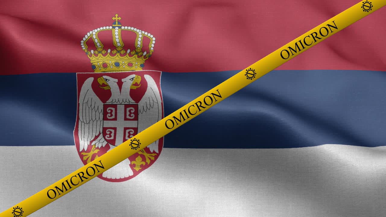 variante omicron y franja de prohibición en la bandera de serbia - bandera de serbia