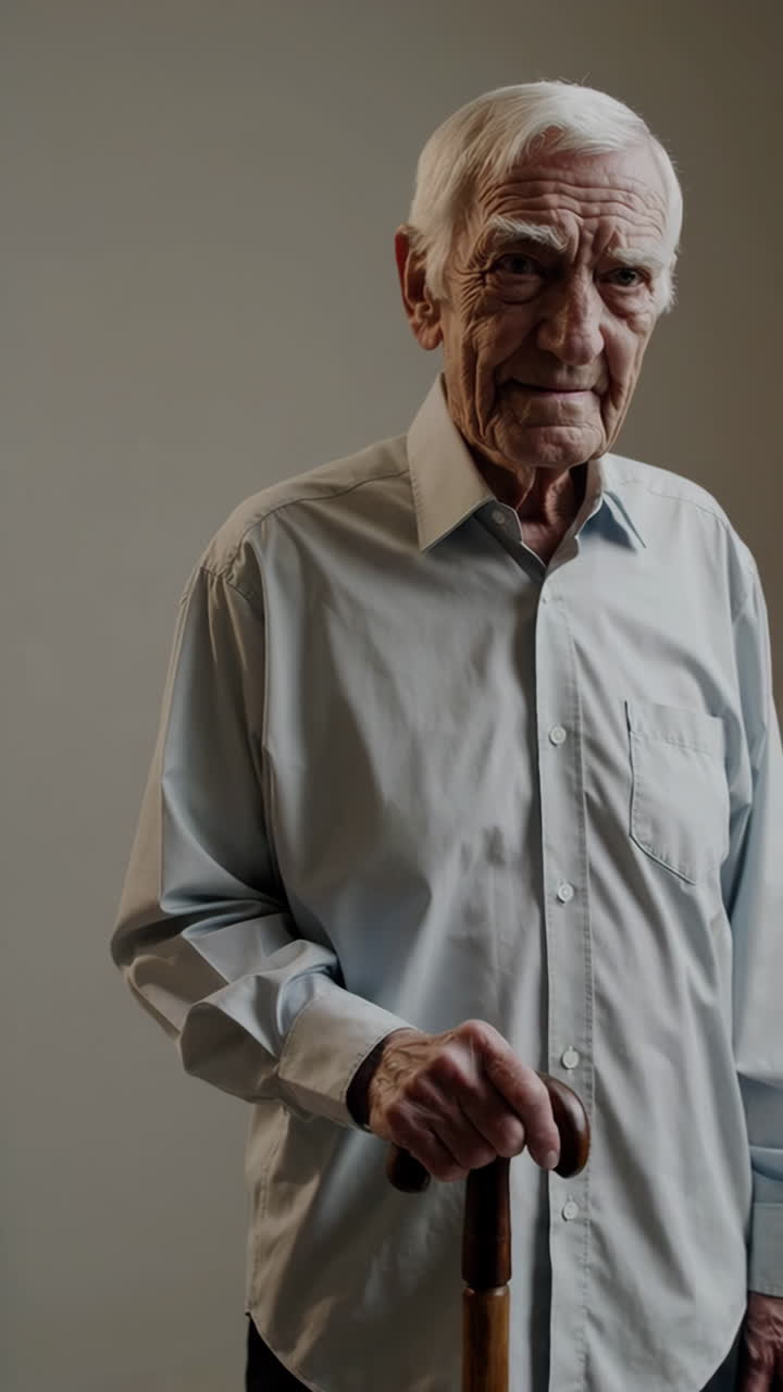 Portrait of an Elderly Man with a Walking Stick