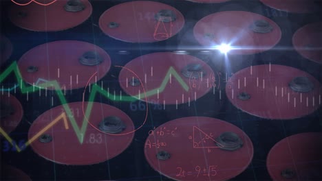 video digital con varios gráficos y fórmulas matemáticas, espacio de copia