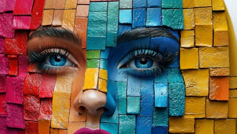 colorful face art featuring vivid hues and textured patterns