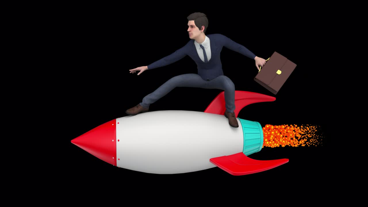 hombre de negocios en un bucle de cohete