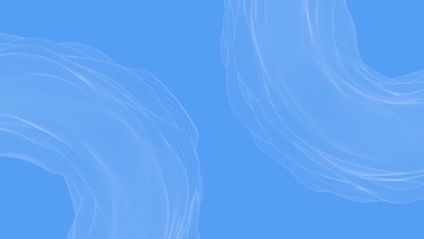 두 개의 변형된 원 모양, 파란색 배경, 색 그리드, 추상 애니메이션, 3d 렌더링.
