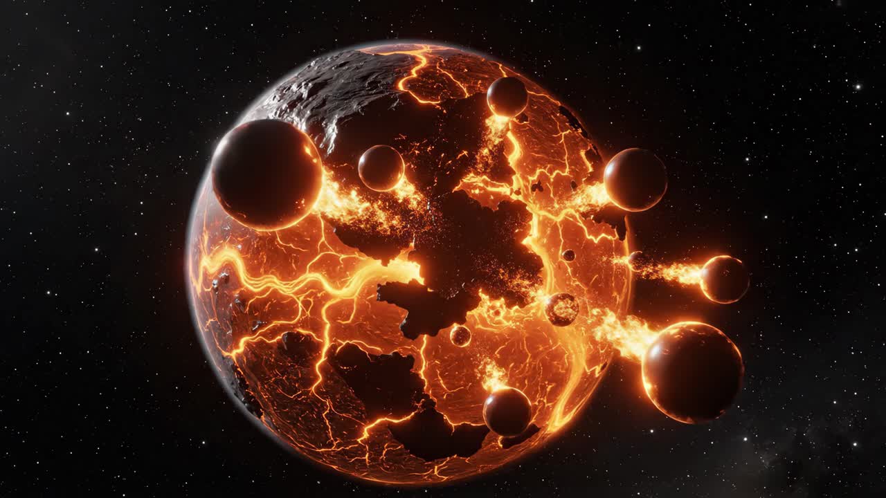 planeta fundido en el espacio