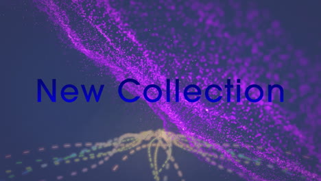 animation of new collection text and shapes on black background